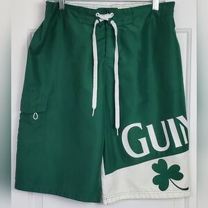 Guinness Mens Boardshorts Swim Trunks Mesh Lined Shamrock Ireland - Size L - GUC
